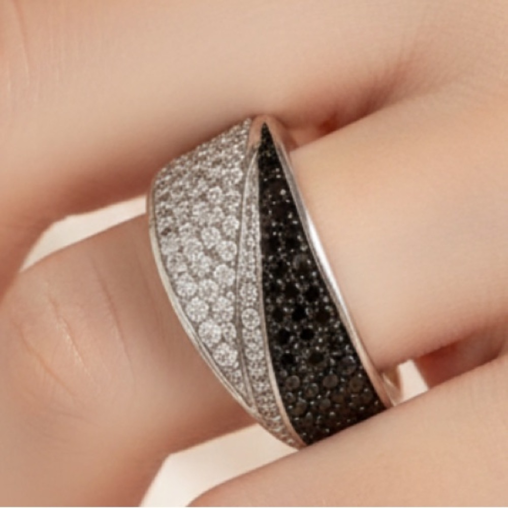 Sterling silver cubic zirconia black spinel ring 7